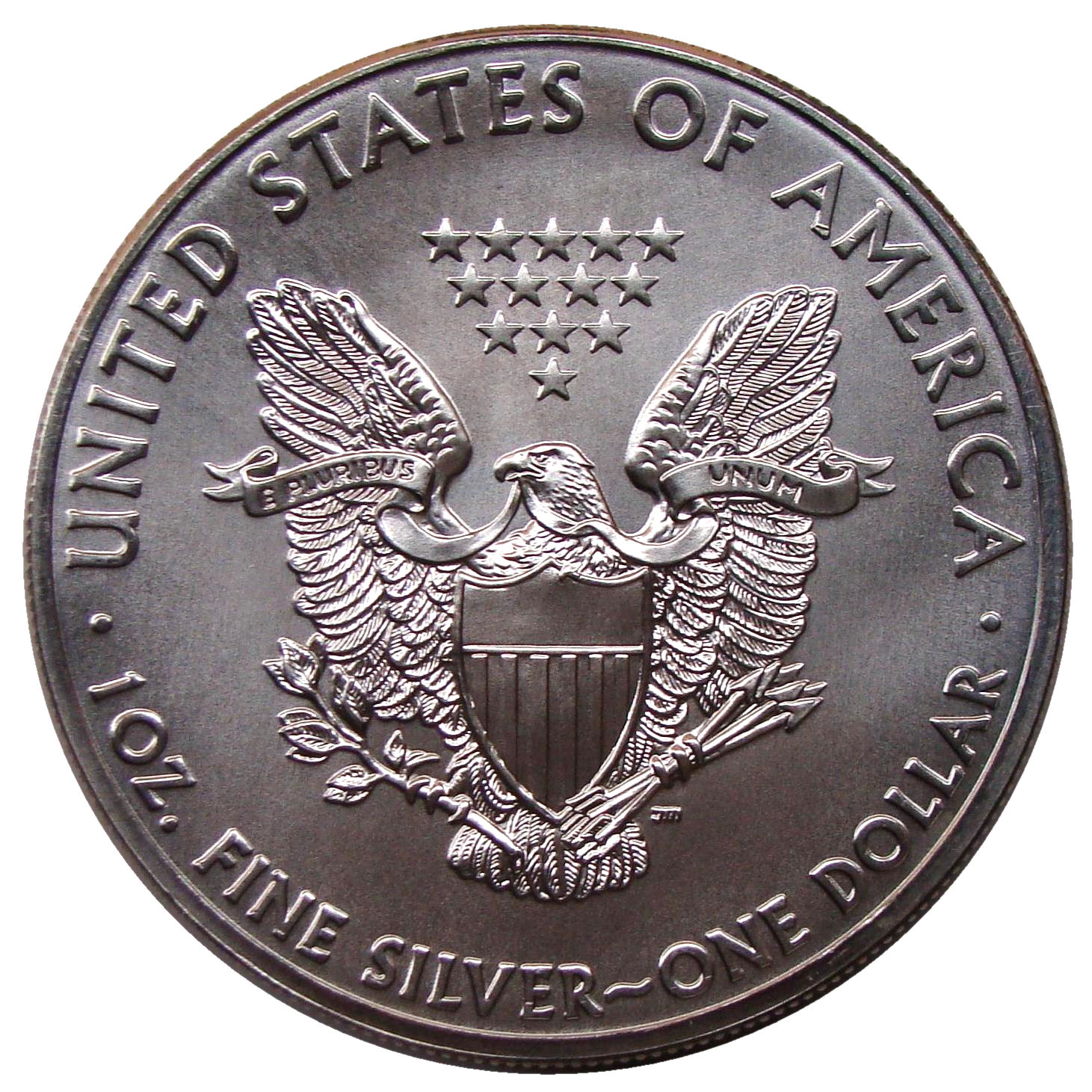 American Silver Eagle 1 oz — Reverse (Heraldic Eagle design by John Mercanti)